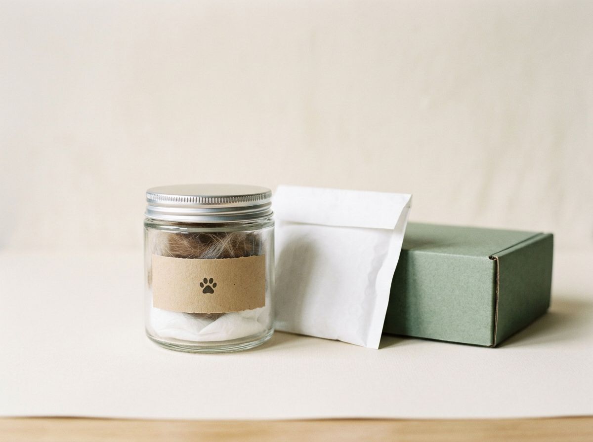 BioPets sample kit with glass jar, tissue and box